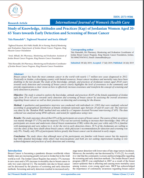 The publishing of Two Studies in International Journals